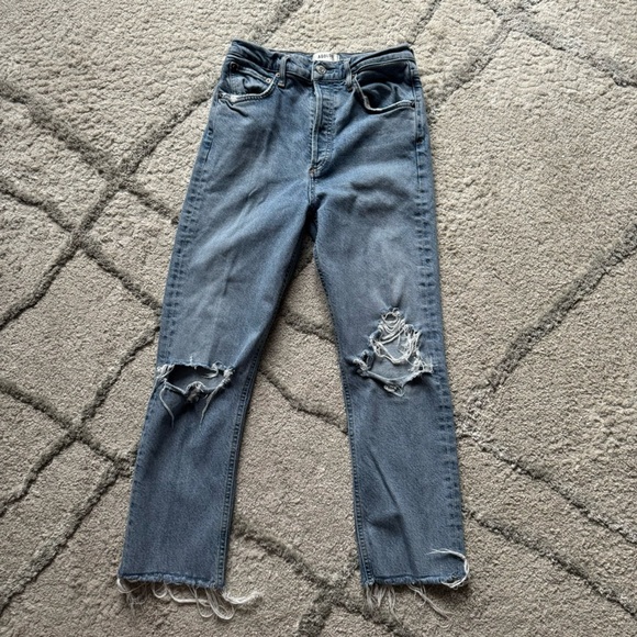 Agolde jeans Riley straight leg distressed button fly 26 - Picture 3 of 11